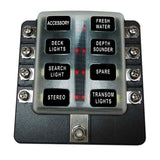 8 Way Fuse Block - Ring Terminals - LED Indicators