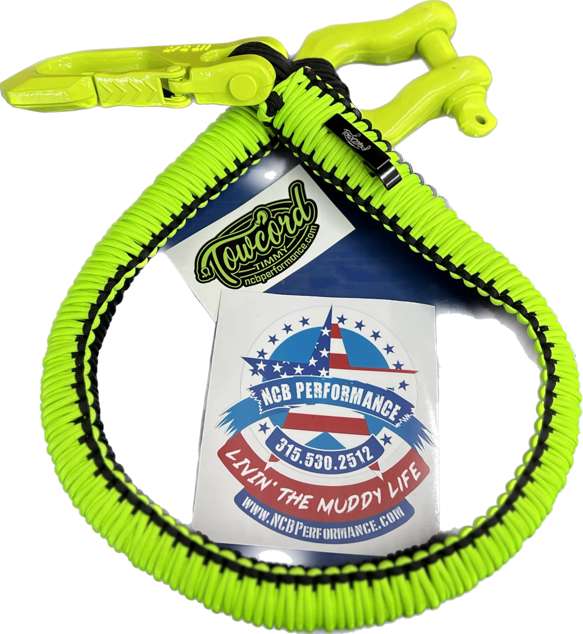 TowCord Timmy - Neon Green/Black 48" UTV TowCord Paracord