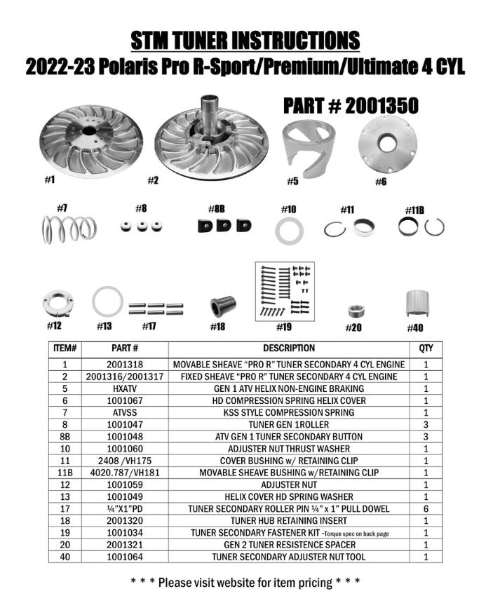 STM Polaris PRO R STM Tuner Secondary 4 Cylinder Engines