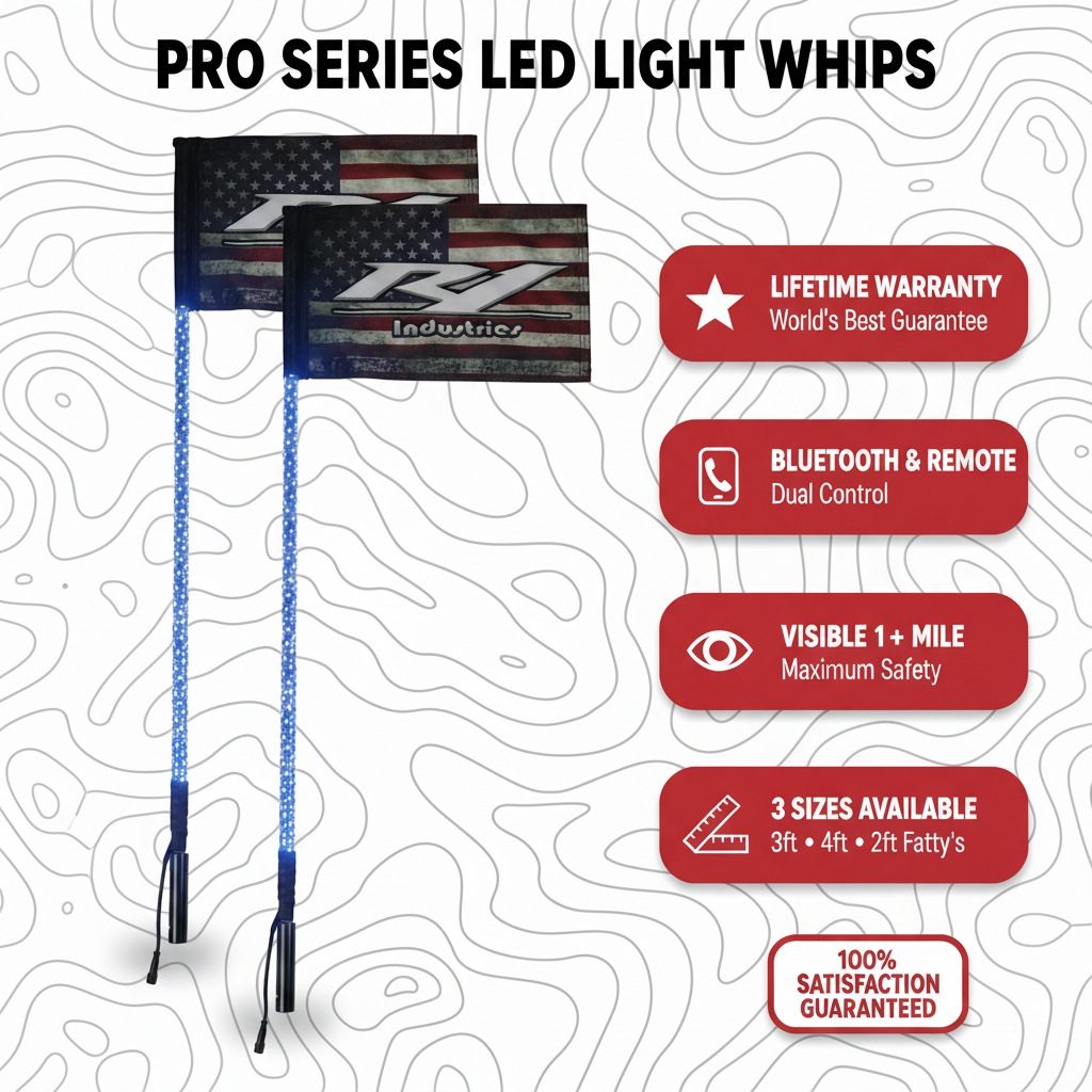Pro Series LED Light Whips with Bluetooth & Remote - R1 Industries